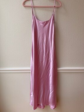 NWT Zara Satin Slip Dress Light Lavender Purple Midi Adjustable Straps Size M